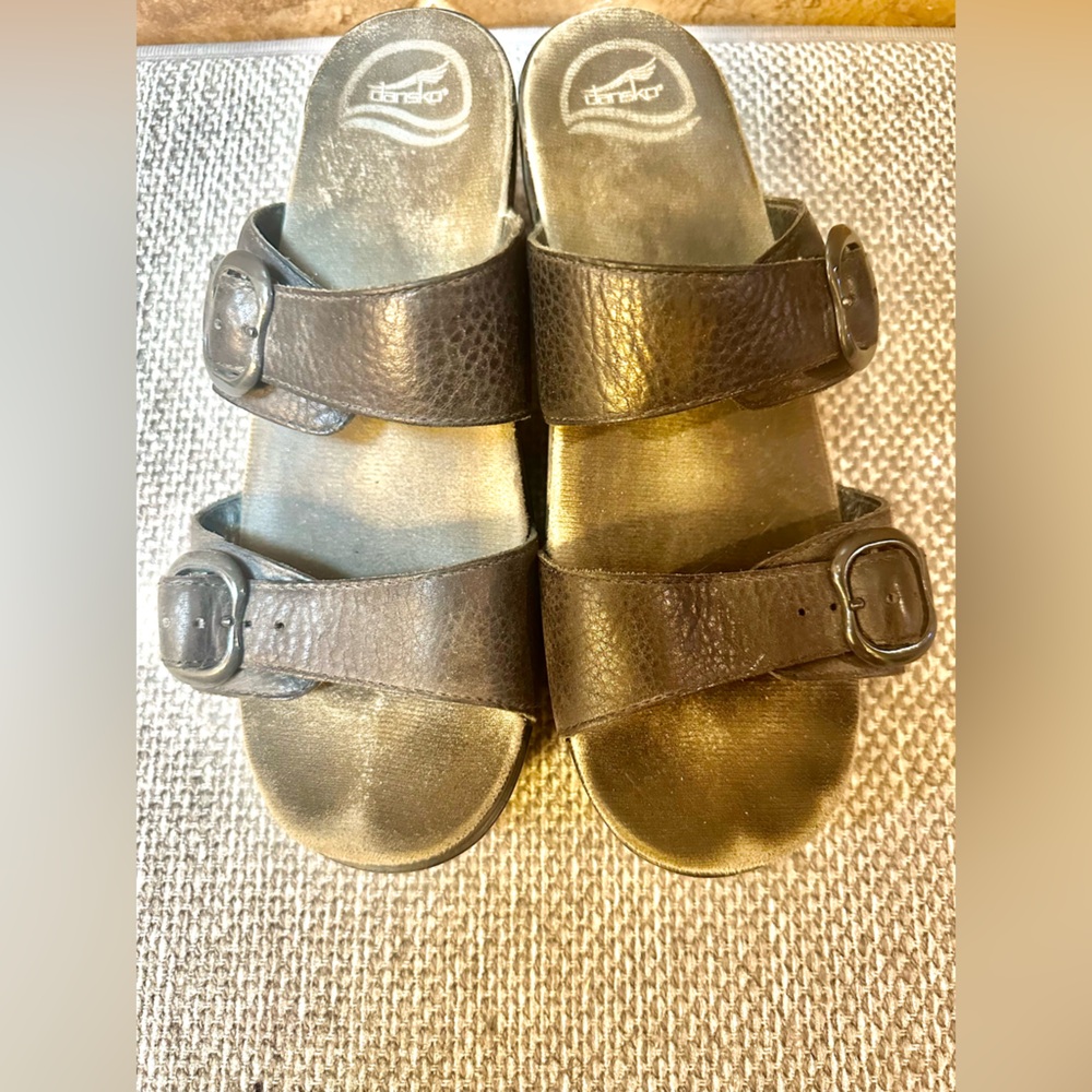 Dansko black leather Sophie slip on sandals